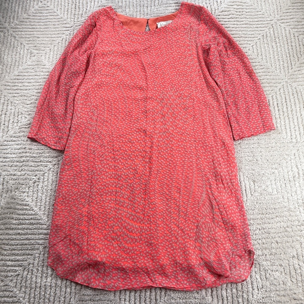 Rory Beca Silk Shift Dress Womens Small Coral Pink Abstract Print Boho Cocktail